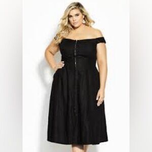 City Chic Dress Summer‎ Daze Black Linen Sz 18 Corset Coquette Whimsigoth Date